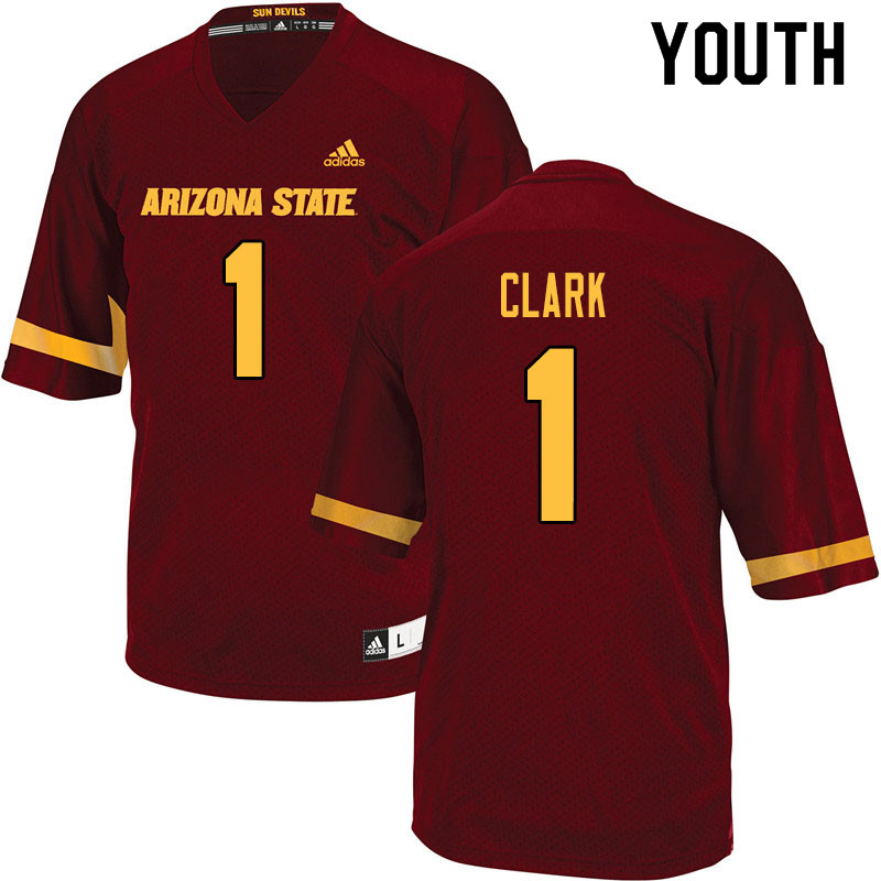 Youth #1 Jordan Clark Arizona State Sun Devils College Football Jerseys Sale-Maroon - Click Image to Close